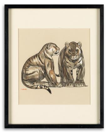 PAUL JOUVE. Two Tiger Cubs.